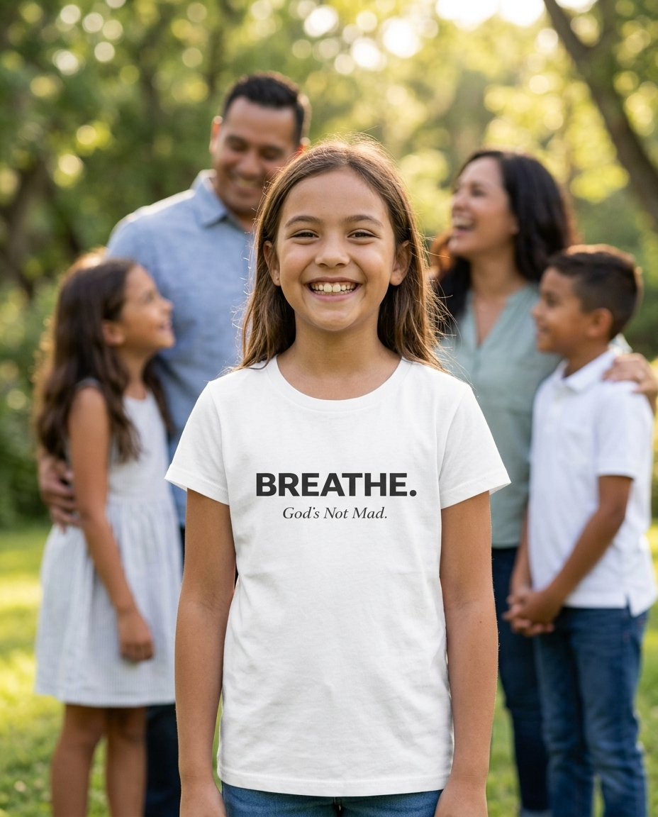 Breathe. God’s Not Mad. Youth Tee - Light Colors