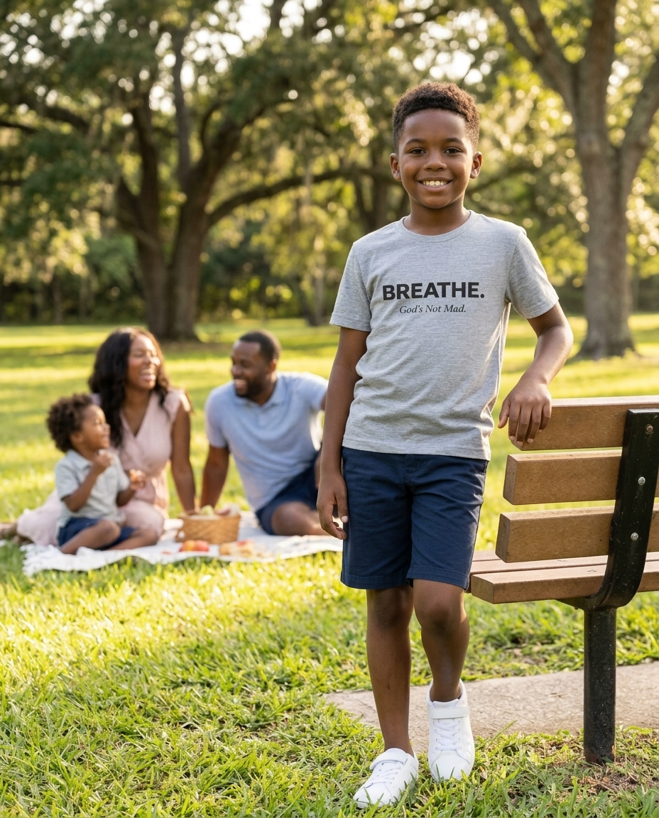Breathe. God’s Not Mad. Youth Tee - Light Colors