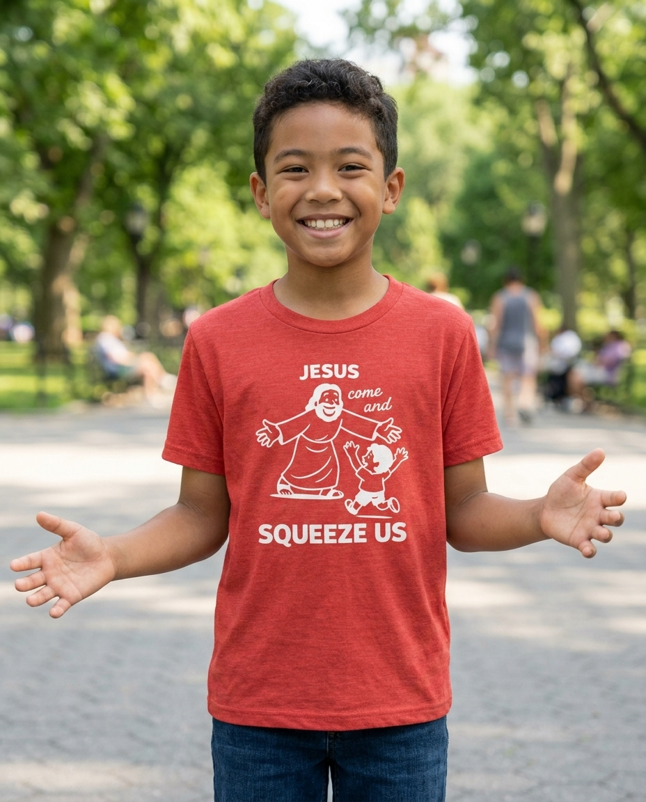 Jesus Come and Squeeze Us Youth Tee - Bright Colors